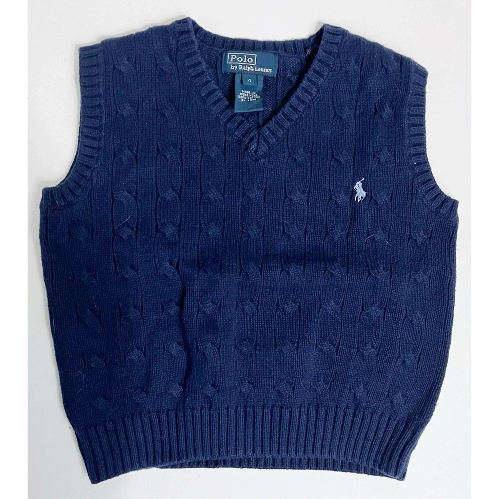 Polo Ralph Lauren • Navy Blue Cable Knit Sweater Vest